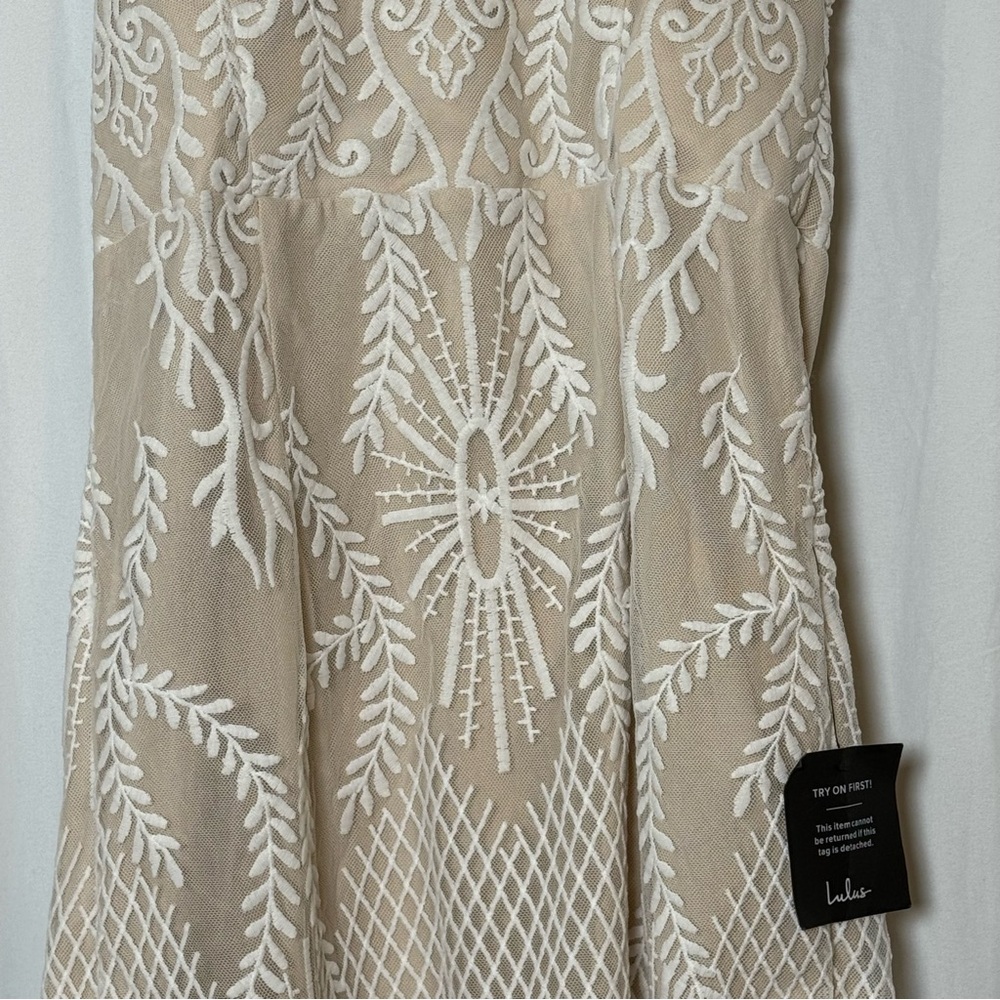 Lulus Elegant Moves Strapless Embroidered Mesh Mini Dress NWT Large - Picture 7 of 15